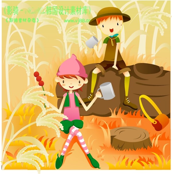 兒童生活矢量卡通人物AI0499