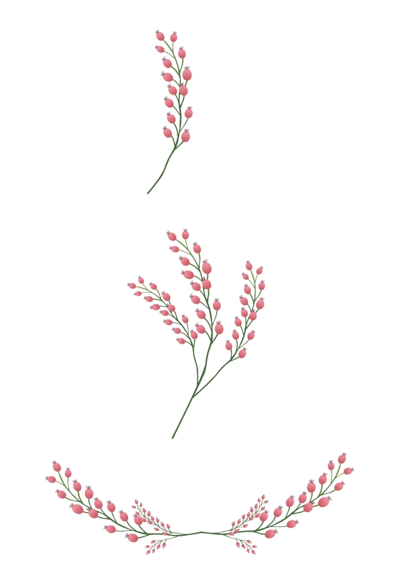 粉色植物花环边框素材