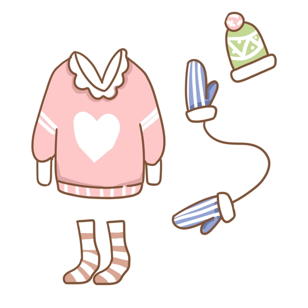 粉色冬季羊毛衫材料和插图