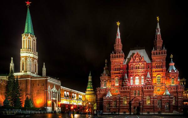 莫斯科红场夜景图片