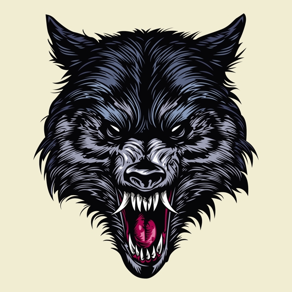 狼头美式纹身图案