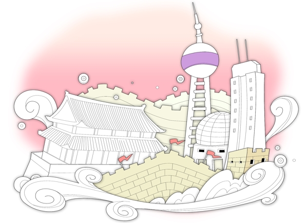 城市花紋彩繪裝飾修飾矢量素材矢量圖片HanMaker韓國設(shè)計素材庫
