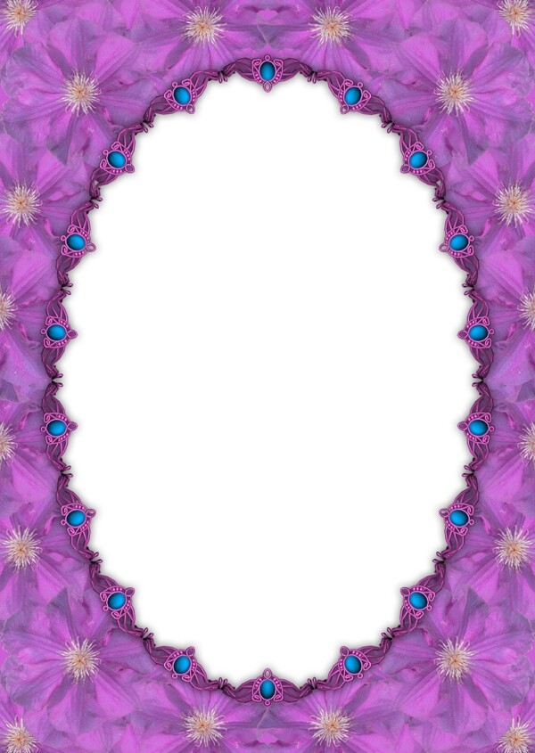 紫色花朵相框相册照片模板