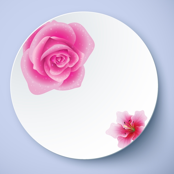 盘子花纹粉色花卉