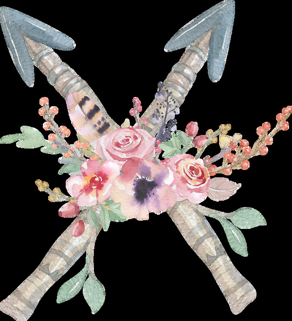 花卉和弓箭卡通透明素材