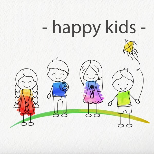 手绘水彩儿童节快乐海报