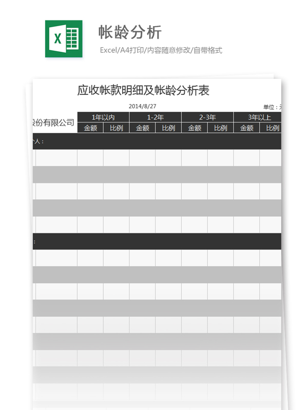 賬齡分析excel模板