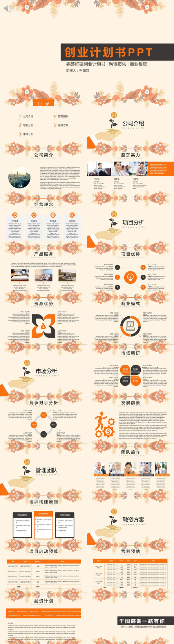 2018小清新花卉融資創(chuàng)業(yè)計(jì)劃書(shū)PPT模板