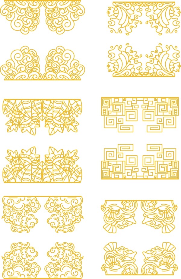 中国古典花纹底纹边框插画