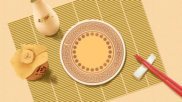 古風(fēng)大閘蟹廣告盤子背景