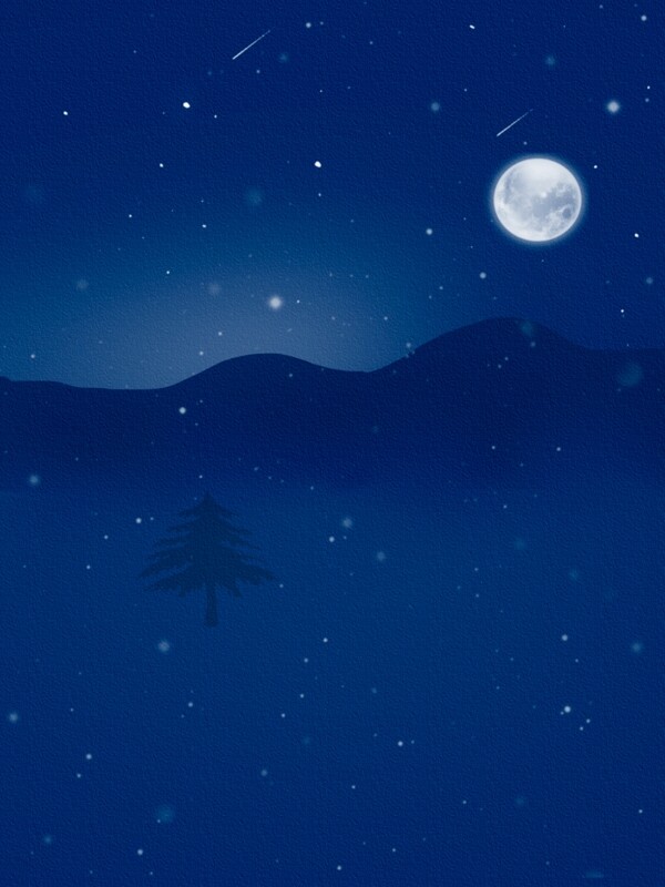 原创深蓝色夜空雪景背景素材