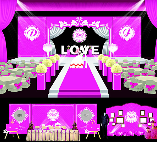 粉红色婚礼舞台图片