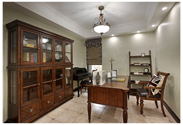 中式质朴木制柜子客厅室内装修效果图