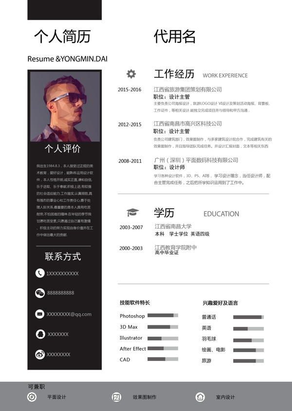 個(gè)人簡(jiǎn)歷模板設(shè)計(jì)