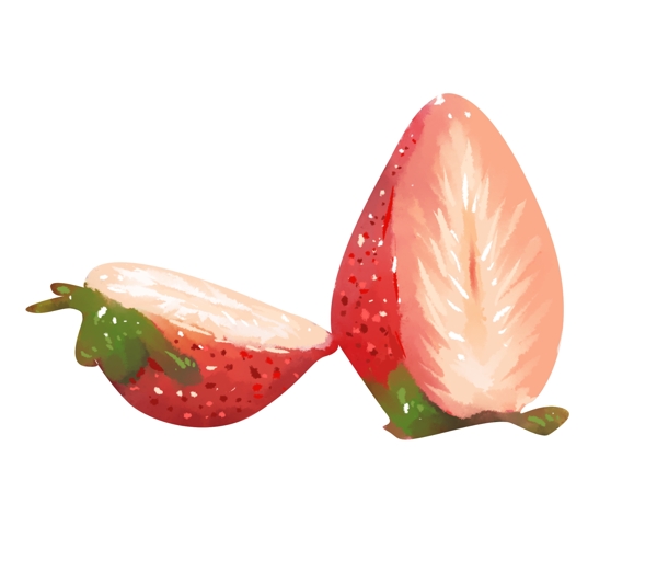 果肉草莓手绘插画