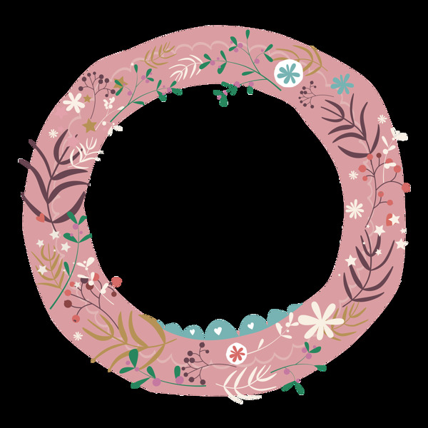 粉色圆形花环卡通透明素材
