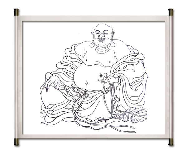 彌勒佛白描圖片