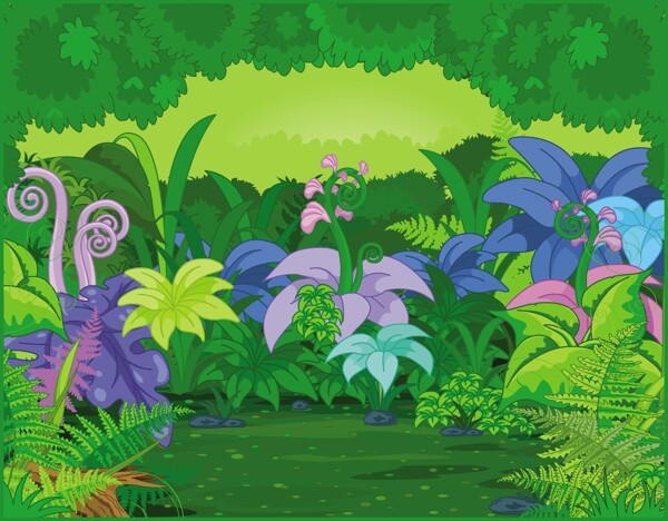 童話綠色植物花卉矢量素材