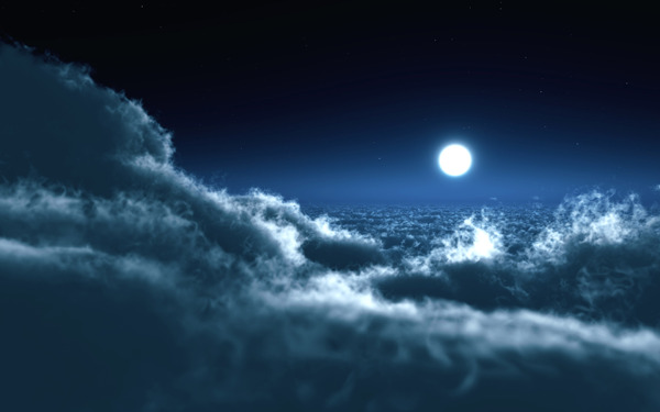 夜晚云海