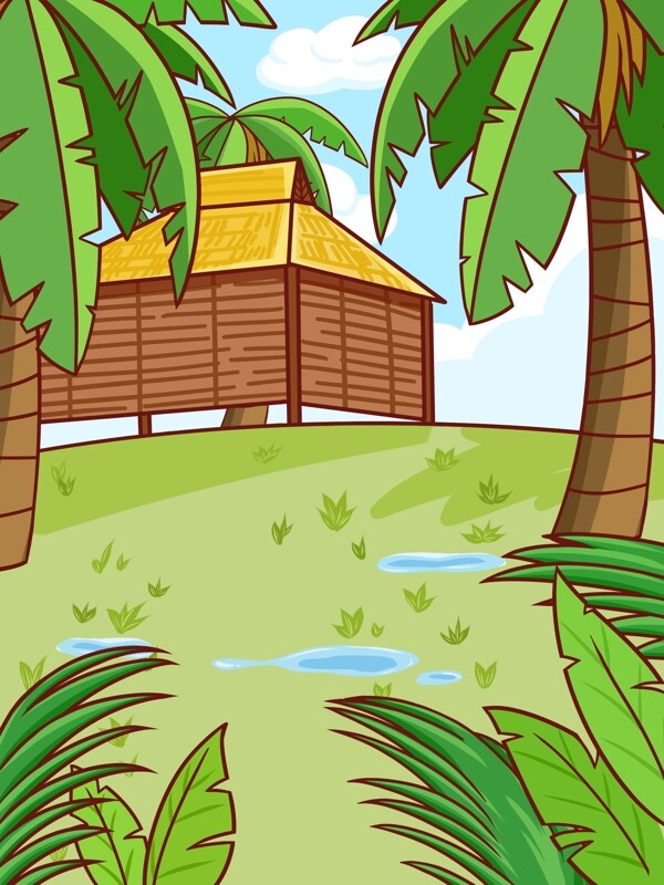 夏季海边椰树度假背景设计