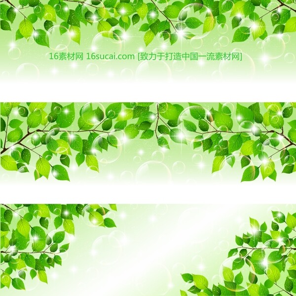 綠葉裝飾橫幅矢量設(shè)計(jì)