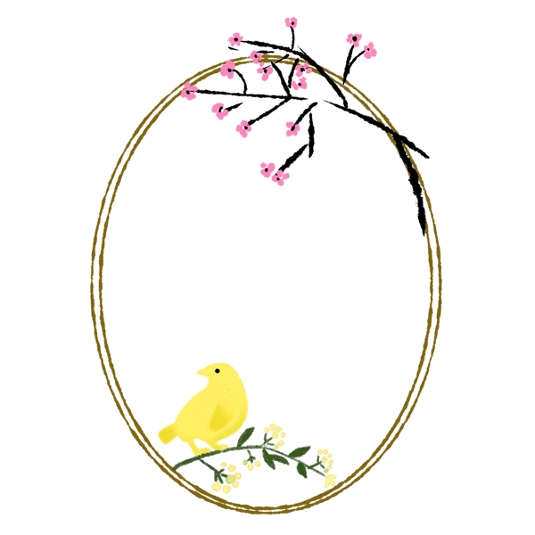 小鸟和鲜花边框插画