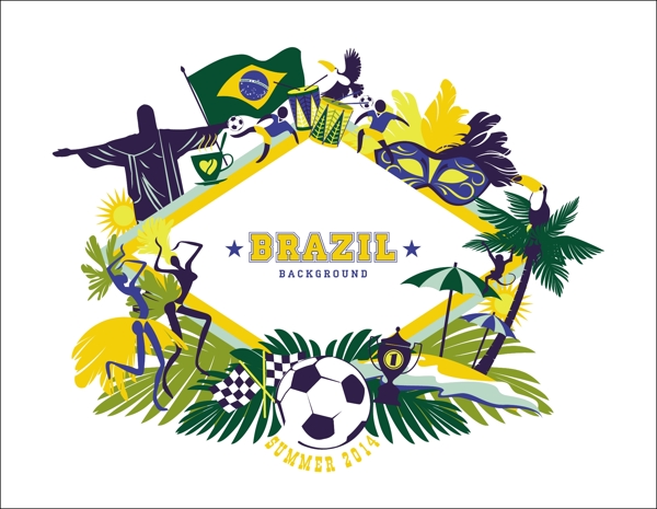 绿色巴西世界杯海报