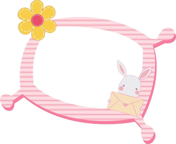 粉色卡通兔子边框设计