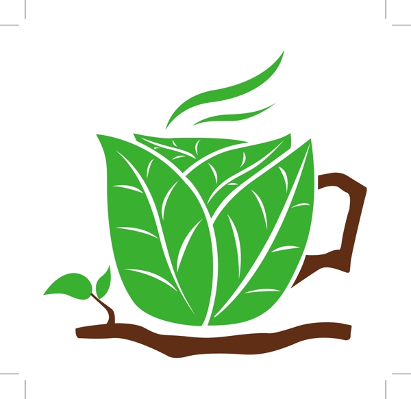 樹葉組成的咖啡杯圖片