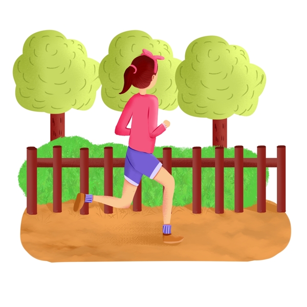 手绘风简约卡通可爱运动跑步人物