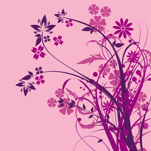 紫色时尚花卉剪影矢量素材