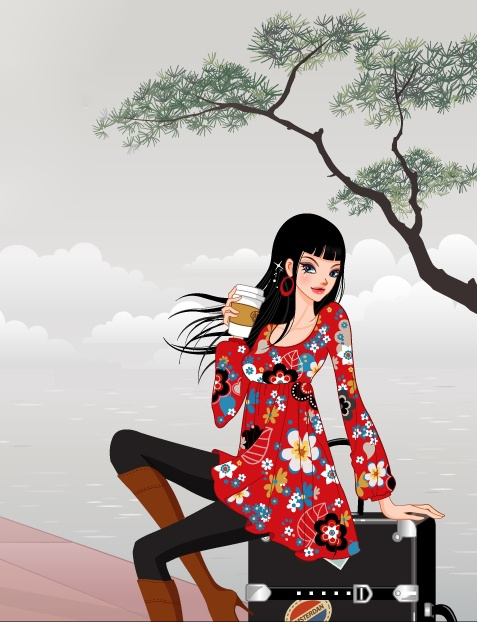 位圖人物少女樹色彩免費素材