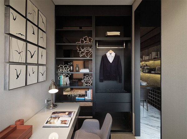 现代时尚客厅木制柜子室内装修效果图