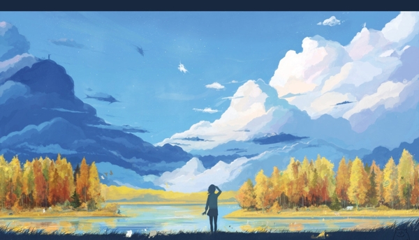 漫畫(huà)山水圖片