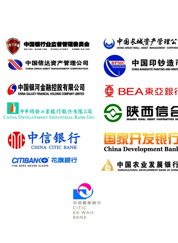 國內(nèi)各著名銀行l(wèi)og圖片