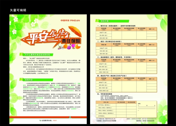 平安食品責(zé)任保險(xiǎn)單頁