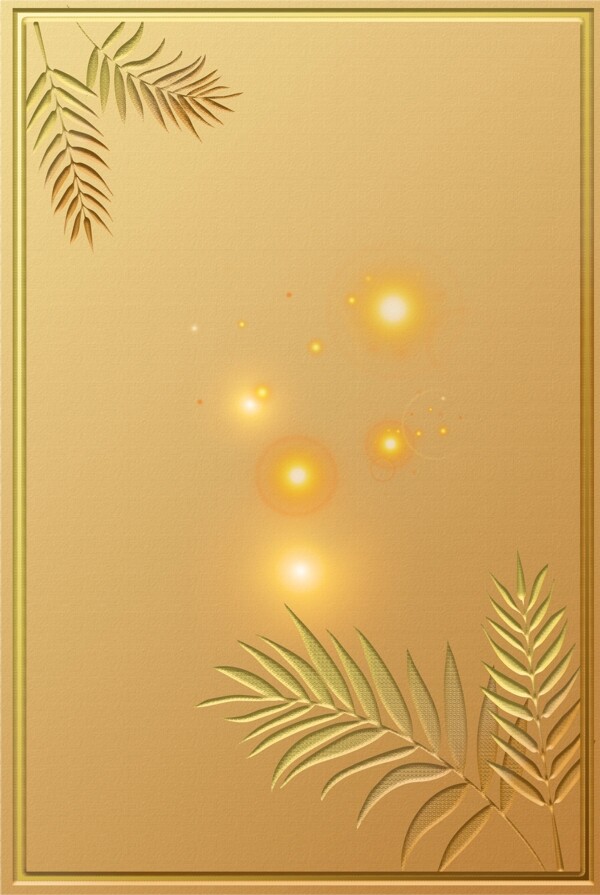 金色植物边框海报背景图
