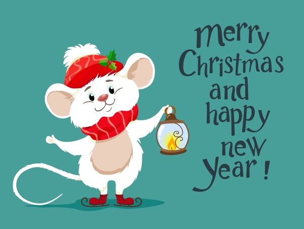 圣诞新年提风灯老鼠图片