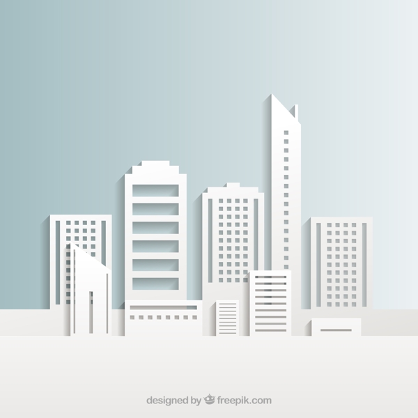 創(chuàng)意白色建筑群矢量素材