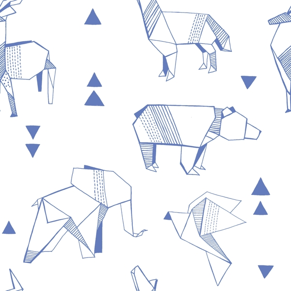折纸熊纸鹤服装面料图案花型数码印花