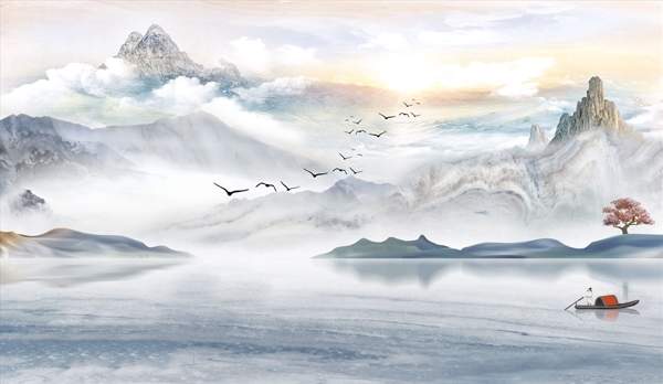 水墨山水背景墙