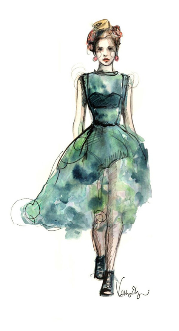 绿色连衣裙设计图