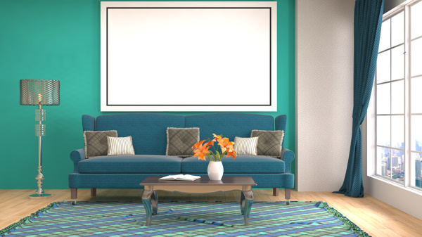 淡雅蓝色系列客厅家装效果图图片