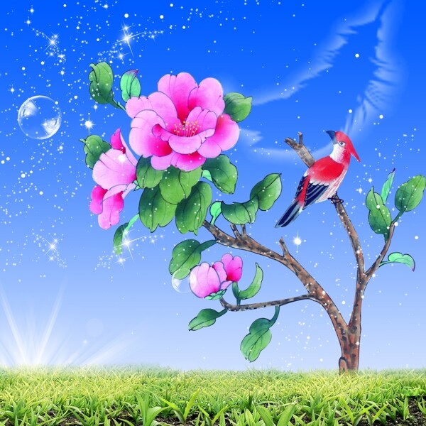 鳥落花枝