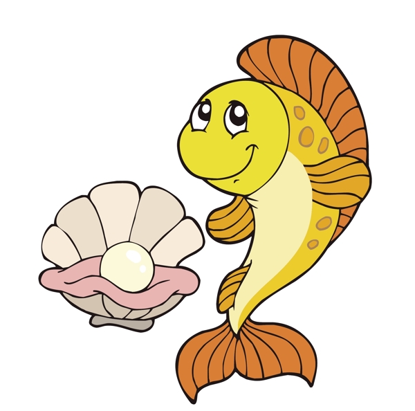 矢量卡通小黃魚EPS