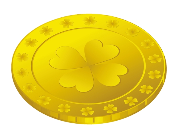 黄金三叶草标志硬币向量
