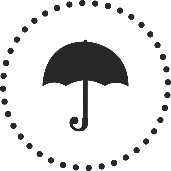 黑色雨伞卡通按钮图标