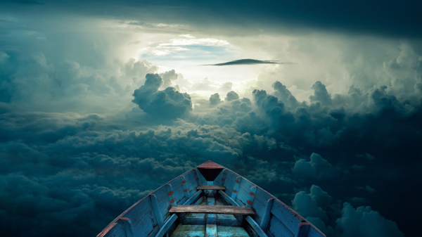 云层木船科技背景素材