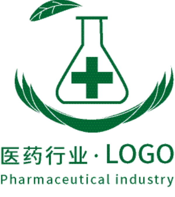 医药行业LOGO通用模版医疗绿色叶子生命