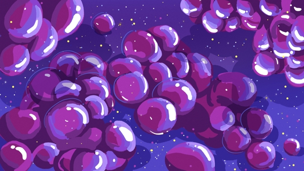 油画风格紫色葡萄背景设计